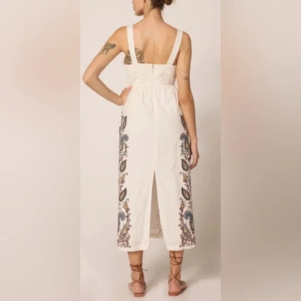 Cleobella Dress Jolene Veneto Paisley Ivory Ankle Indie Cotton Midi Dress L - Picture 2 of 10